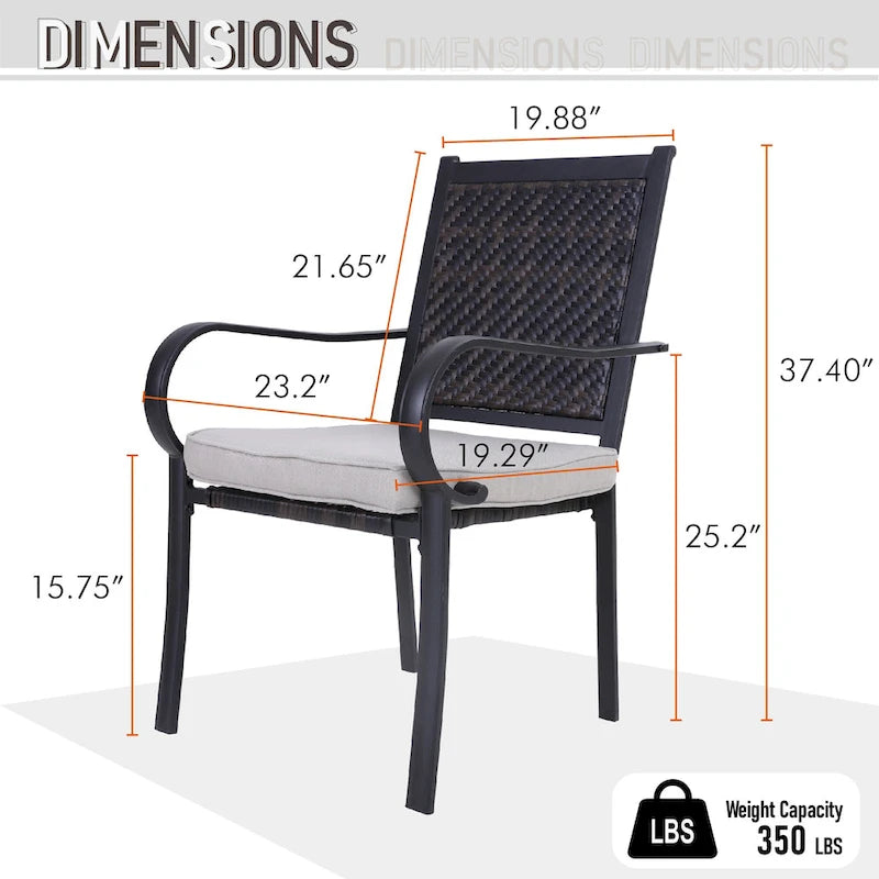MAISON ARTS 9-Piece Patio Dining Set, 60 Inch Square Metal Table and 8 Rattan Chairs with Cushions
