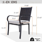 MAISON ARTS 9-Piece Patio Dining Set, 60 Inch Square Metal Table and 8 Rattan Chairs with Cushions