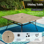 MAISON ARTS 9-Piece Patio Dining Set, 60 Inch Square Metal Table and 8 Rattan Chairs with Cushions