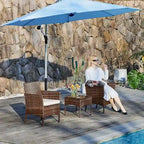3 Pieces Patio Set Outdoor Wicker Furniture Sets Modern Rattan Chair Conversation Sets with Coffee Table for Yard and Bistro