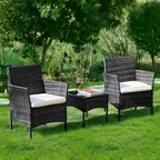 3 Pieces Patio Set Outdoor Wicker Furniture Sets Modern Rattan Chair Conversation Sets with Coffee Table for Yard and Bistro
