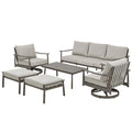 6-Person Aluminum Patio Conversation Set with 2 Swivel Chairs, 3-Seat Outdoor Couch and Coffee Table