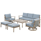 6-Person Aluminum Patio Conversation Set with 2 Swivel Chairs, 3-Seat Outdoor Couch and Coffee Table