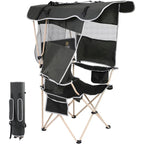 Camping Chair with Shade Canopy, Portable Camping Chairs, Detachable Shade Canopy, Side-Pocket and Cupholder