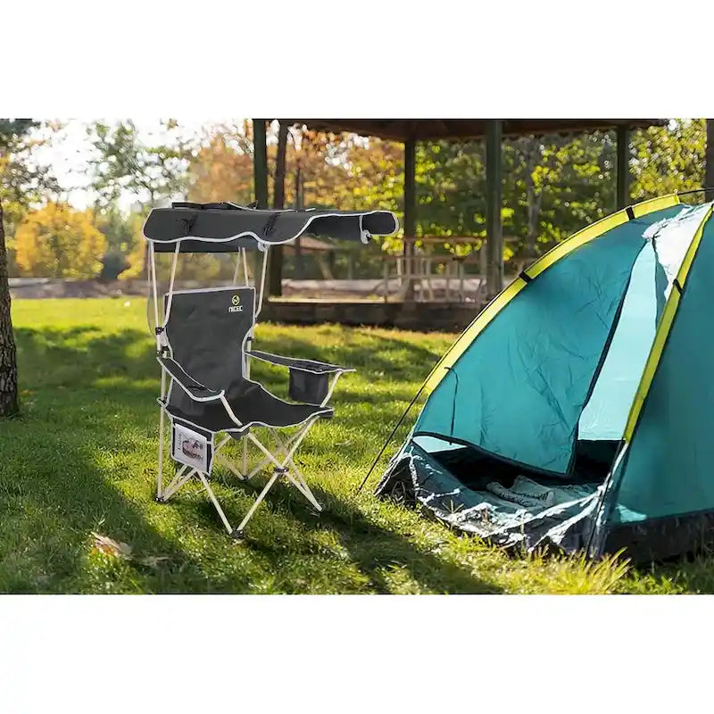 Camping Chair with Shade Canopy, Portable Camping Chairs, Detachable Shade Canopy, Side-Pocket and Cupholder