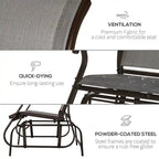 Patio Glider Loveseat Chair with Powder Coated Steel Frame