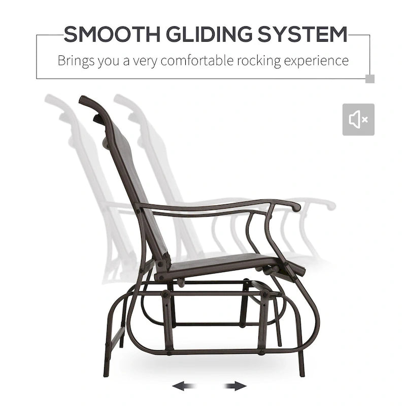 Patio Glider Loveseat Chair with Powder Coated Steel Frame