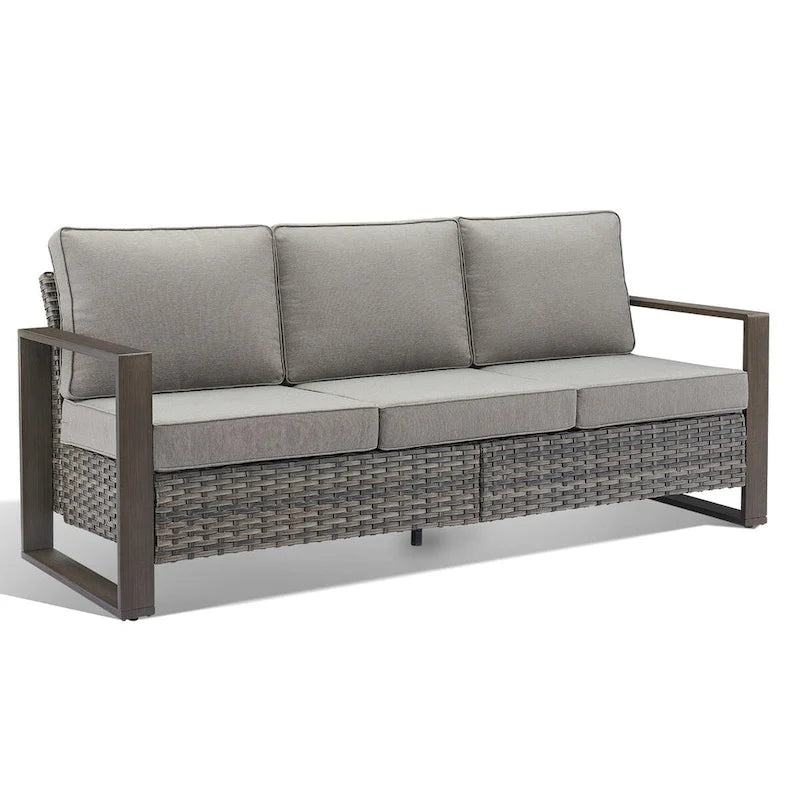 Gymojoy PE Wicker Sofa Loveseat Seating Sofa - Grey