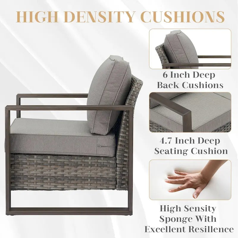 Gymojoy PE Wicker Sofa Loveseat Seating Sofa - Grey