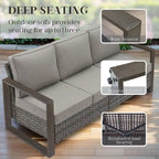 Gymojoy PE Wicker Sofa Loveseat Seating Sofa - Grey