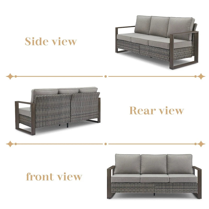 Gymojoy PE Wicker Sofa Loveseat Seating Sofa - Grey