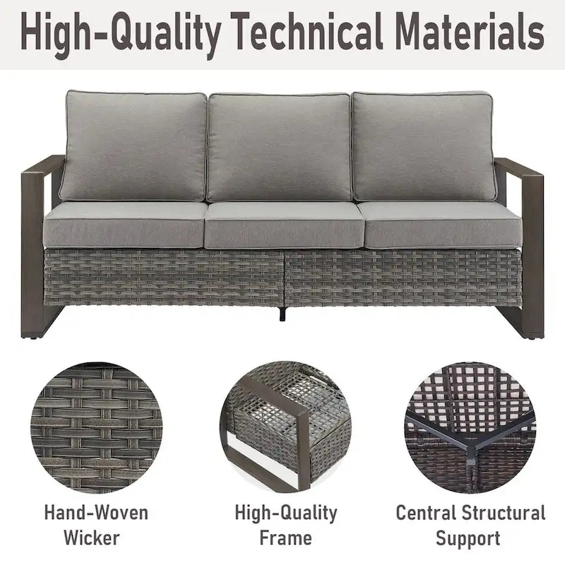 Gymojoy PE Wicker Sofa Loveseat Seating Sofa - Grey