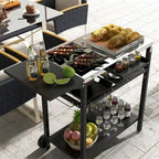 Outsunny Outdoor Bar Cart with Stainless Steel Tabletop,Kitchen Island