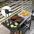 Outsunny Outdoor Bar Cart with Stainless Steel Tabletop,Kitchen Island