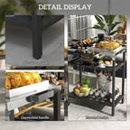 Outsunny Outdoor Bar Cart with Stainless Steel Tabletop,Kitchen Island