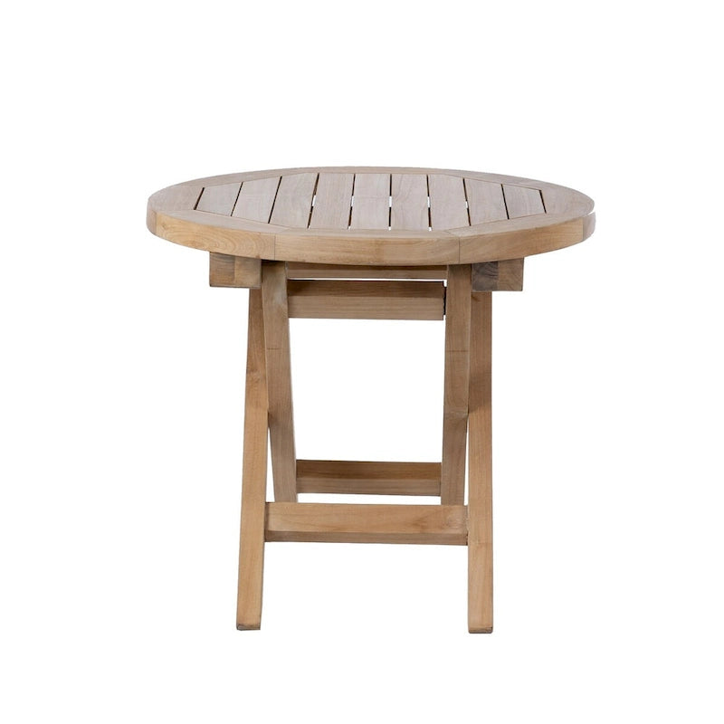 RRI Goods Teak Wood Folding 20-Inch Round Outdoor Coffee Table Perfect for Outdoor Backyard, Front Porch, Balcony