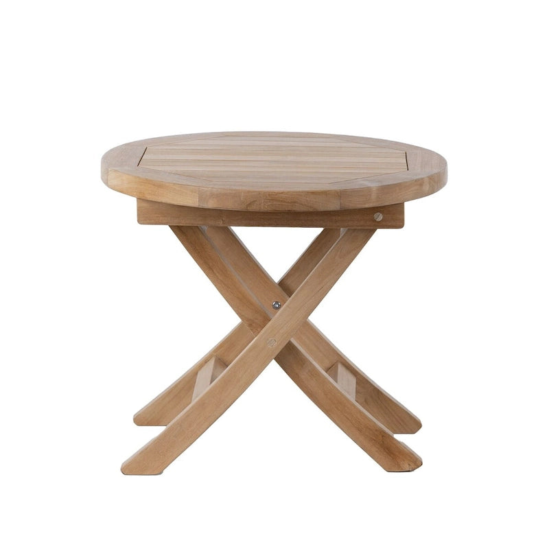 RRI Goods Teak Wood Folding 20-Inch Round Outdoor Coffee Table Perfect for Outdoor Backyard, Front Porch, Balcony
