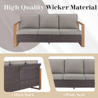 Patio Sofa with Rocking Chair Ottomans and Coffee Table - Brown