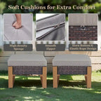 Patio Sofa with Rocking Chair Ottomans and Coffee Table - Brown