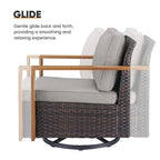 Patio Sofa with Rocking Chair Ottomans and Coffee Table - Brown