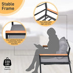 4 Piece Outdoor Patio Lounge Conversation Set Metal Frame with Acacia Wood - N/A
