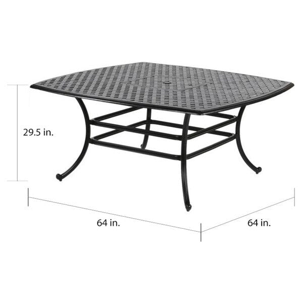 Yorkshire 9-piece Aluminum Square Dining Set with 8 Sling Chairs
