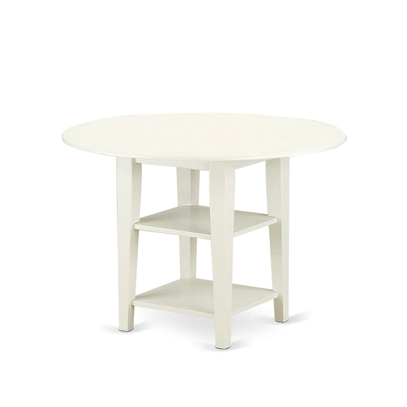 Dining Table Set Contains a Round Dining Table and Chairs, Linen White (Pieces Options)