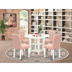 Dining Table Set Contains a Round Dining Table and Chairs, Linen White (Pieces Options)