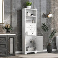 10 in. W x 22 in. D x 68.3 in. H White MDF Linen Cabinet with 3 Drawers and Adjustable Shelves
