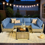 HOOOWOOO 7-piece Rattan Patio Furniture Sectional Set