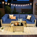 HOOOWOOO 7-piece Rattan Patio Furniture Sectional Set