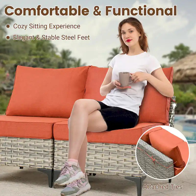 HOOOWOOO 7-piece Rattan Patio Furniture Sectional Set