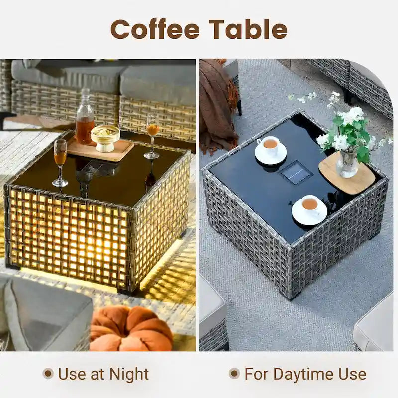 HOOOWOOO 7-piece Rattan Patio Furniture Sectional Set