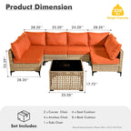 HOOOWOOO 7-piece Rattan Patio Furniture Sectional Set
