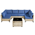 HOOOWOOO 7-piece Rattan Patio Furniture Sectional Set