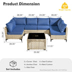 HOOOWOOO 7-piece Rattan Patio Furniture Sectional Set
