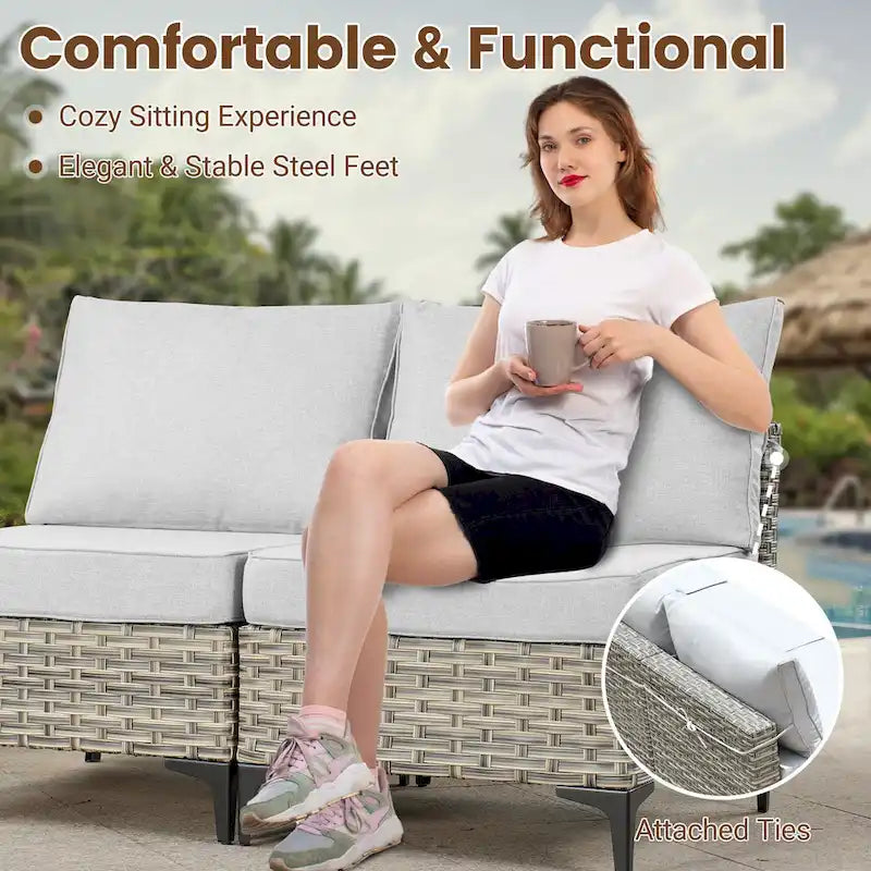 HOOOWOOO 7-piece Rattan Patio Furniture Sectional Set