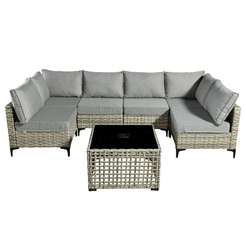 HOOOWOOO 7-piece Rattan Patio Furniture Sectional Set