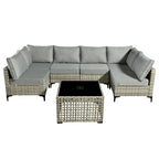 HOOOWOOO 7-piece Rattan Patio Furniture Sectional Set