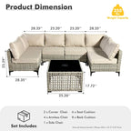 HOOOWOOO 7-piece Rattan Patio Furniture Sectional Set