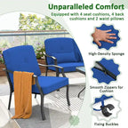 2 PCS Outdoor Patio Furniture Set Chair Coffee Table Cushioned Seat