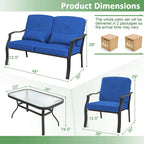 2 PCS Outdoor Patio Furniture Set Chair Coffee Table Cushioned Seat