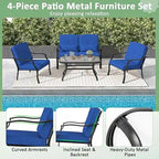 4 PCS Outdoor Patio Furniture Set Chair Coffee Table Cushioned Seat