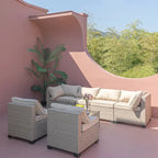 7-Piece Patio Furniture Set, All-Weather Boho Outdoor Conversation Set Sectional Sofa with Water Resistant Thick Cushions