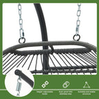 EROMMY Hanging Egg Chair with Stand, Portable Indoor/Outdoor Swing Chair with Cushion and Pillow, Wicker Patio Swing,Grey