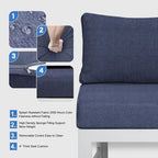 FINCATI Set of 7 Patio Conversation Furniture Sectional Sofa Set with Table
