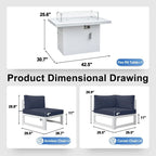 FINCATI Set of 7 Patio Conversation Furniture Sectional Sofa Set with Table