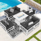 FINCATI Set of 7 Patio Conversation Furniture Sectional Sofa Set with Table