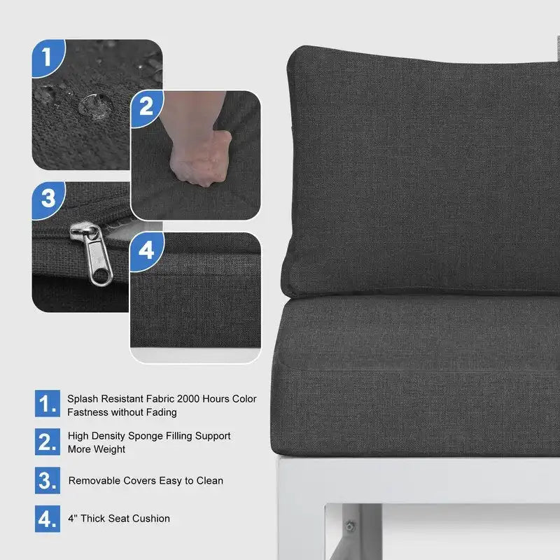 FINCATI Set of 7 Patio Conversation Furniture Sectional Sofa Set with Table