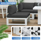 FINCATI Set of 7 Patio Conversation Furniture Sectional Sofa Set with Table